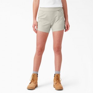 Women's Dickies Cooling Relaxed Fit Pull-On Shorts Grey | 096472UGV