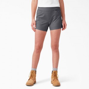 Women's Dickies Cooling Relaxed Fit Pull-On Shorts Grey | 516820HKD