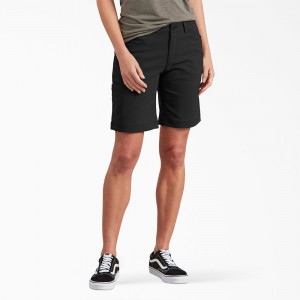 Women's Dickies Cooling Relaxed Fit Shorts Black | 568321HYX