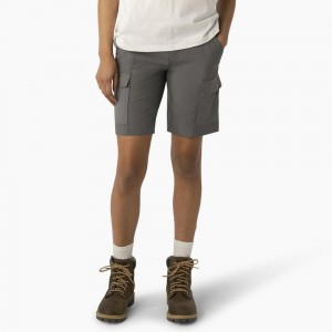 Women's Dickies Cooling Slim Fit Cargo Shorts Grey | 163945TCP