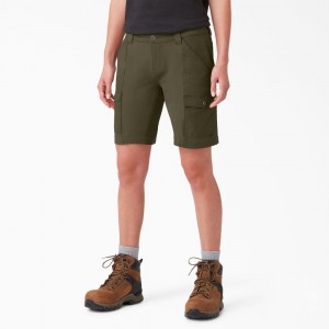 Women's Dickies Cooling Slim Fit Cargo Shorts Green | 672315MTV