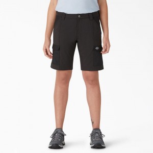 Women's Dickies Cooling Slim Fit Cargo Shorts Black | 358967TSP