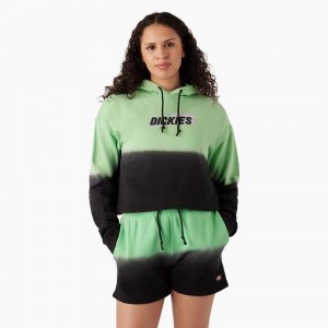 Women's Dickies Cropped Ombre Hoodie Green | 681793EUT