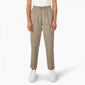 Women's Dickies Drawstring Cargo Pants Grey | 619852PCI