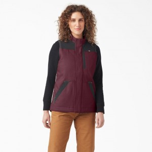 Women's Dickies DuraTech Renegade Vest Burgundy | 936701DRX