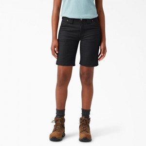 Women's Dickies FLEX DuraTech Straight Fit Shorts Black | 185267JZP