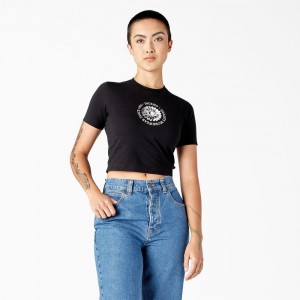 Women's Dickies Garden Plain Cropped T-Shirt Black | 586702TVJ