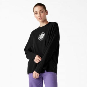 Women's Dickies Garden Plain Long Sleeve T-Shirt Black | 067419EJU