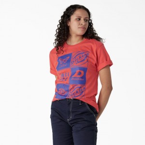 Women's Dickies Graphic Band T-Shirt Pink | 679825UZE