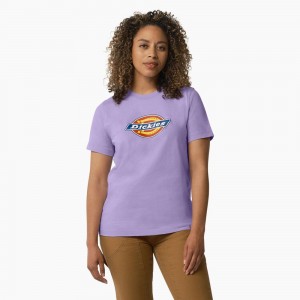 Women's Dickies Heavyweight Logo T-Shirt Purple | 198732UTR