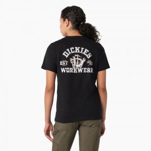 Women's Dickies Heavyweight Workwear Graphic T-Shirt Black | 648592CWK