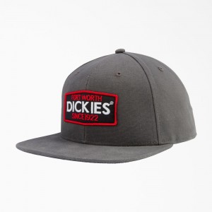 Women's Dickies Logo Patch Flat Bill Cap Grey | 281907YQA