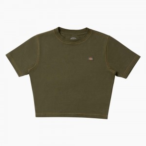 Women's Dickies Maple Valley Cropped T-Shirt Green | 172486ADY