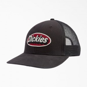 Women's Dickies Patch Logo Trucker Cap Black | 152367ZWS