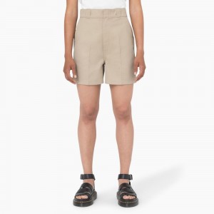 Women's Dickies Phoenix Shorts Khaki | 397520CJQ