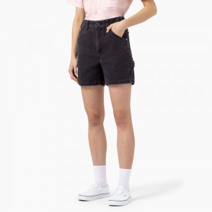 Women's Dickies Regular Fit Duck Shorts Black | 106795LST