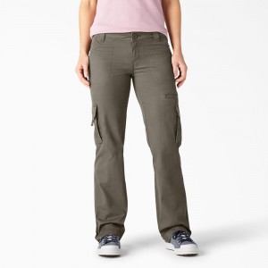 Women's Dickies Relaxed Fit Straight Leg Cargo Pants Green | 610354UEJ