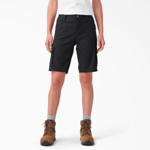 Women's Dickies Ripstop Cargo Shorts Black | 415697NWI