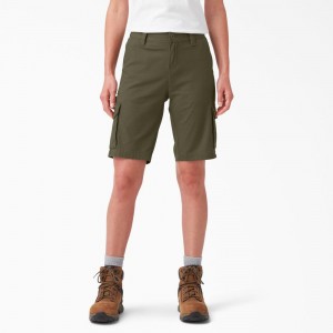 Women's Dickies Ripstop Cargo Shorts Green | 168032CNL