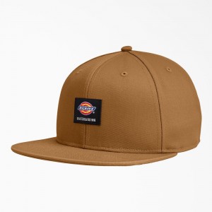 Women's Dickies Skateboarding Flat Bill Cap Brown | 329045GWP