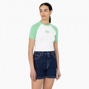 Women's Dickies Sodaville Cropped T-Shirt White | 408693ACZ