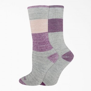 Women's Dickies Thermal Crew 2-Pack Socks Grey | 057128EXC