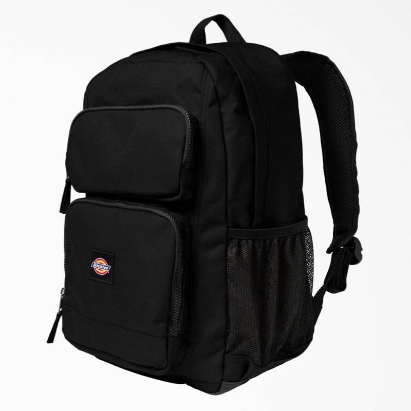 Kids' Dickies Double Pocket Backpack Black | 825469NZF