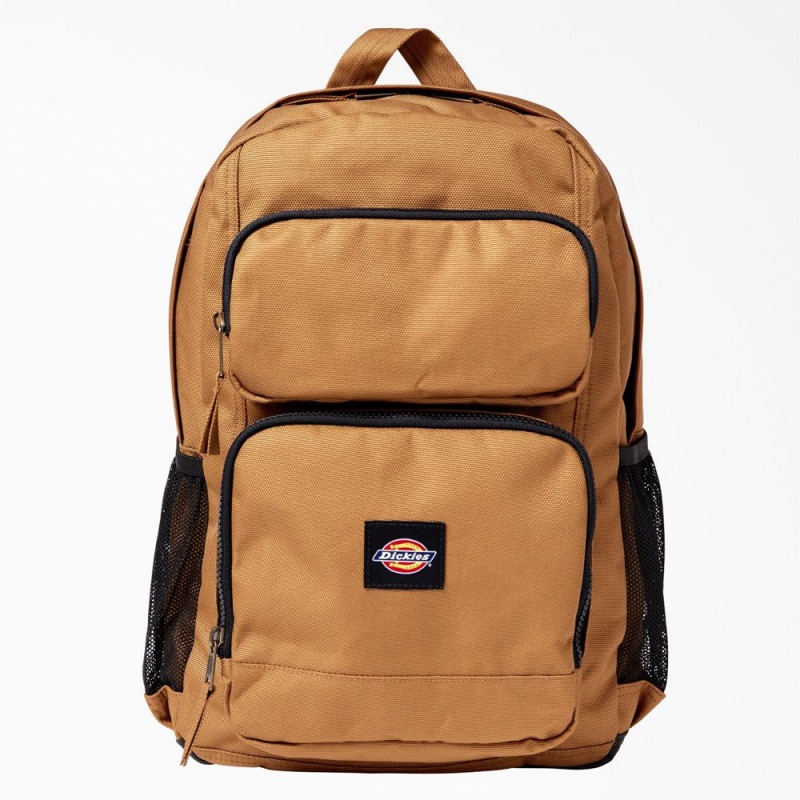 Kids\' Dickies Double Pocket Backpack Brown | 061389ROS