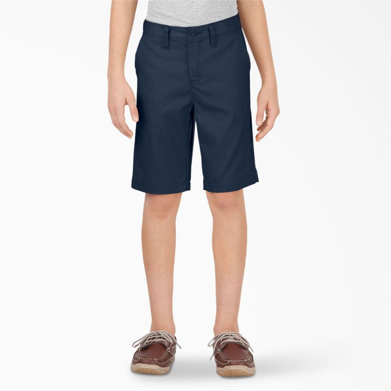 Kids\' Dickies FLEX Slim Fit Shorts Navy | 735806BHO