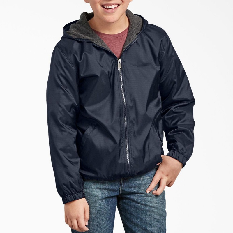 Kids\' Dickies Fleece Lined Jacket Navy | 479301BEV