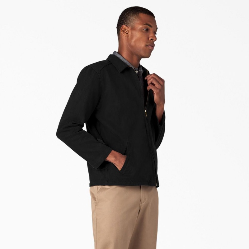 Men's Dickies 1922 Brushed Twill Jacket Black | 513048PQX