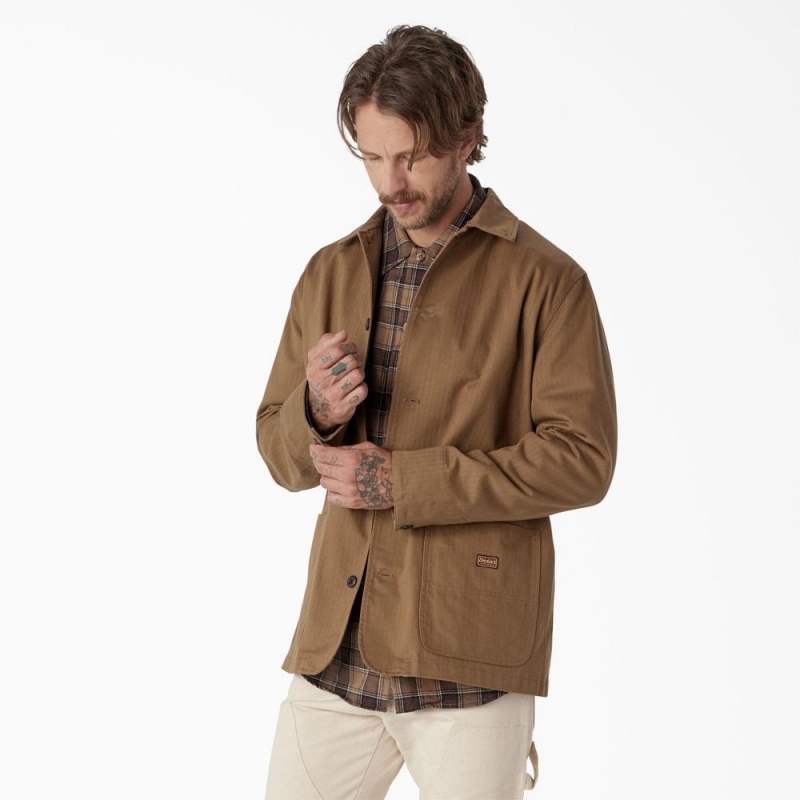 Men's Dickies 1922 Herringbone Jacket Brown | 316740TZX