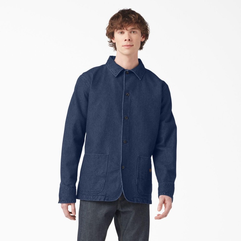 Men\'s Dickies 1922 Indigo Chore Jacket Blue | 360817TYI