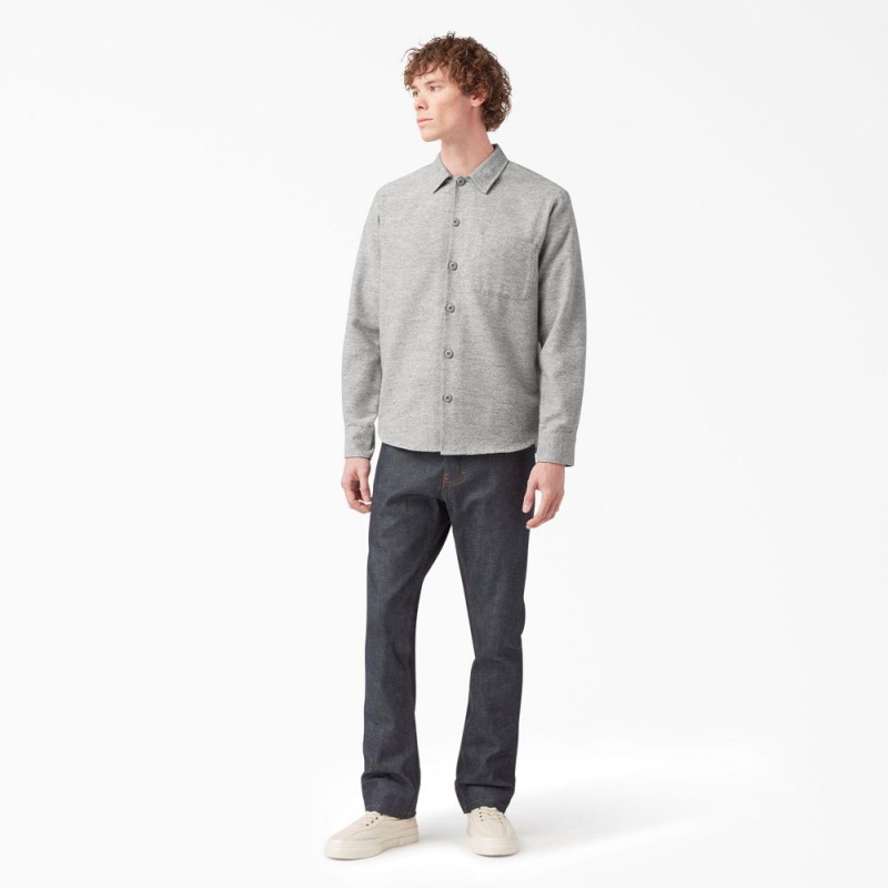 Men's Dickies 1922 Long Sleeve Shirt Grey | 751926HWV