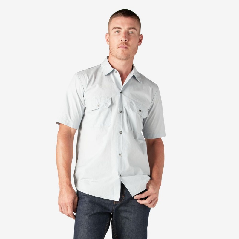 Men\'s Dickies 1922 Short Sleeve Work Shirts White | 420318SAR