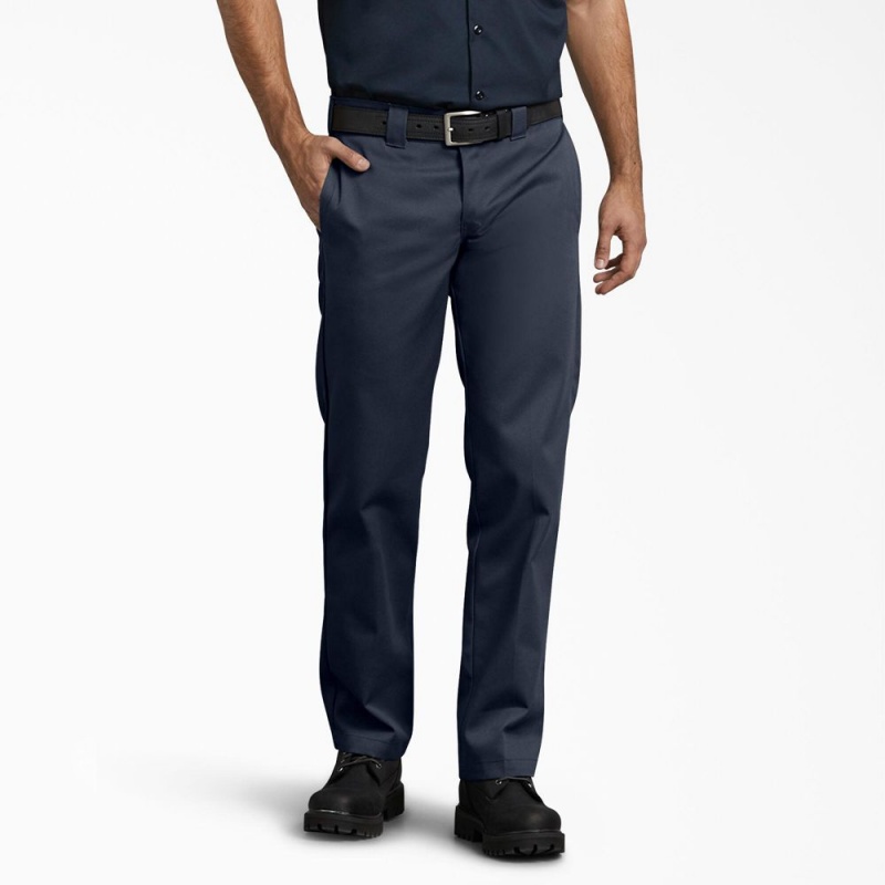 Men\'s Dickies 873 Slim Fit Work Pants Navy | 295630OIM