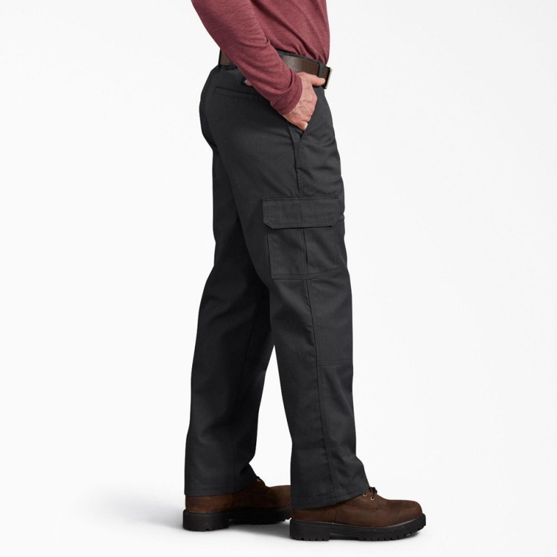 Men's Dickies Active Waist Regular Fit Cargo Pants Black | 254978JAX