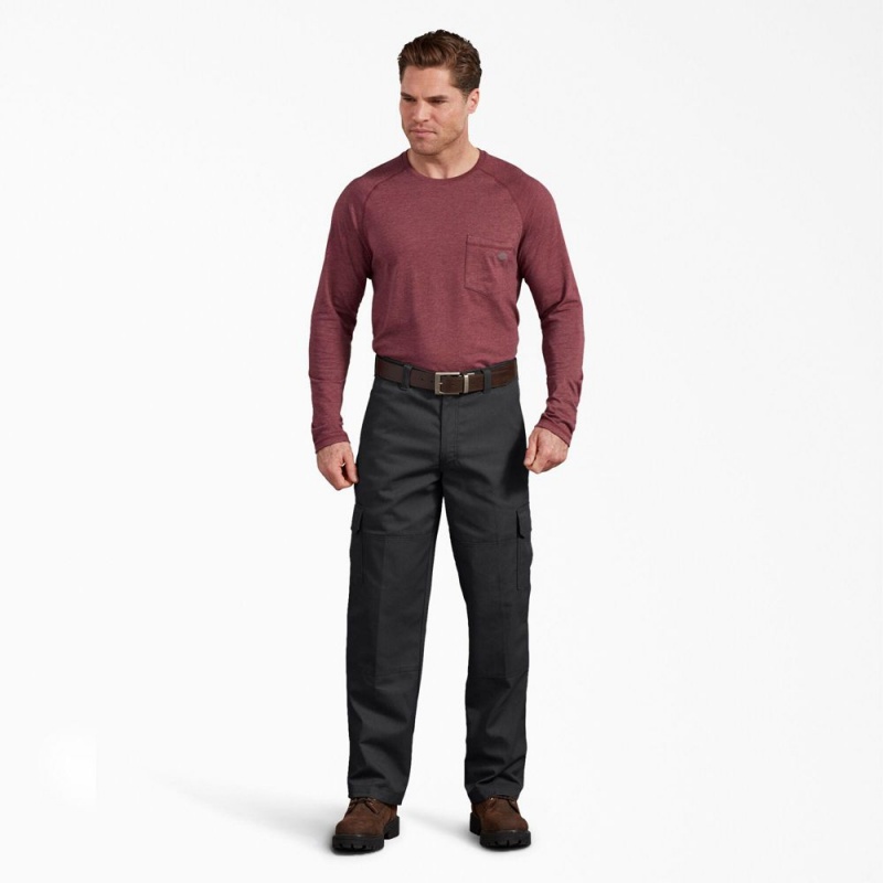 Men's Dickies Active Waist Regular Fit Cargo Pants Black | 254978JAX