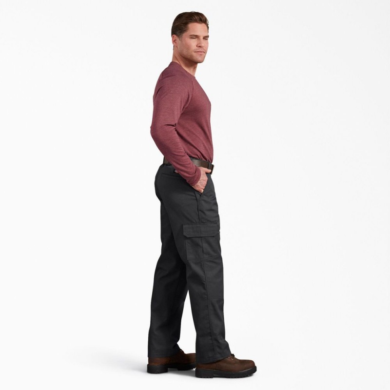 Men's Dickies Active Waist Regular Fit Cargo Pants Black | 254978JAX