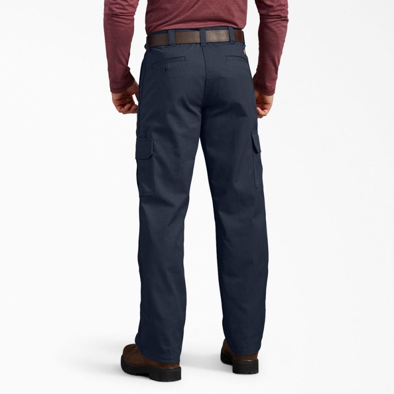 Men's Dickies Active Waist Regular Fit Cargo Pants Navy | 503942DRJ