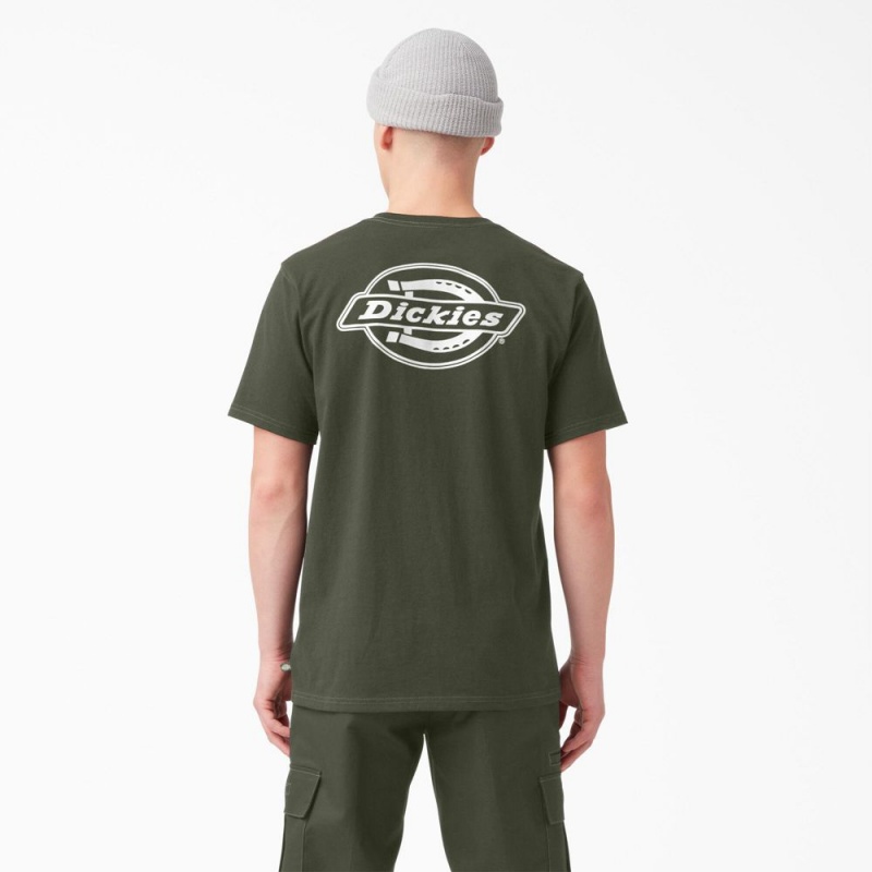 Men\'s Dickies Back Logo Graphic T-Shirt Green | 912067MRA