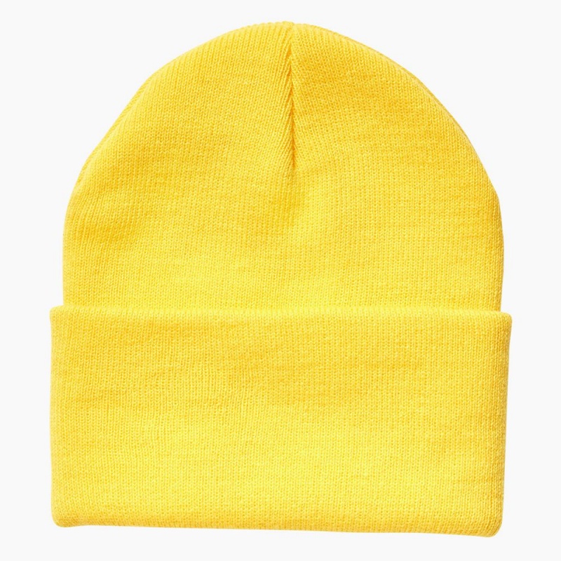 Men's Dickies Breast Cancer Awareness Cuffed Knit Beanie Yellow | 602743YGM