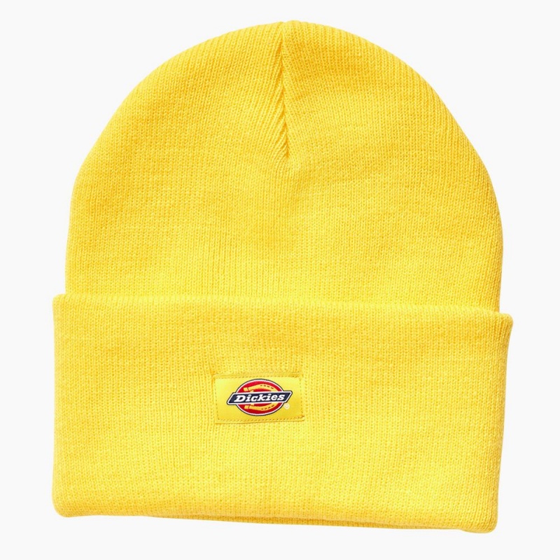 Men\'s Dickies Breast Cancer Awareness Cuffed Knit Beanie Yellow | 602743YGM