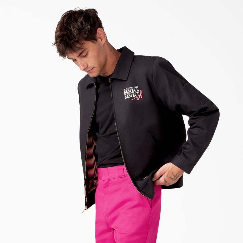 Men's Dickies Breast Cancer Awareness Eisenhower Jacket Black | 124075ILE