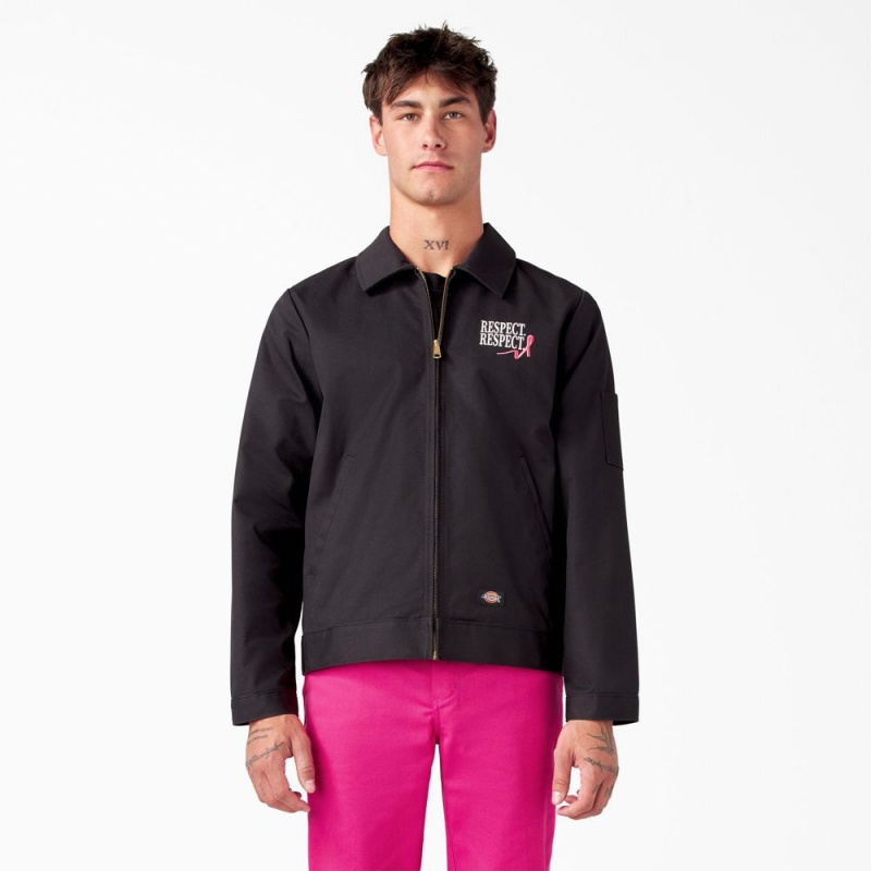 Men\'s Dickies Breast Cancer Awareness Eisenhower Jacket Black | 124075ILE