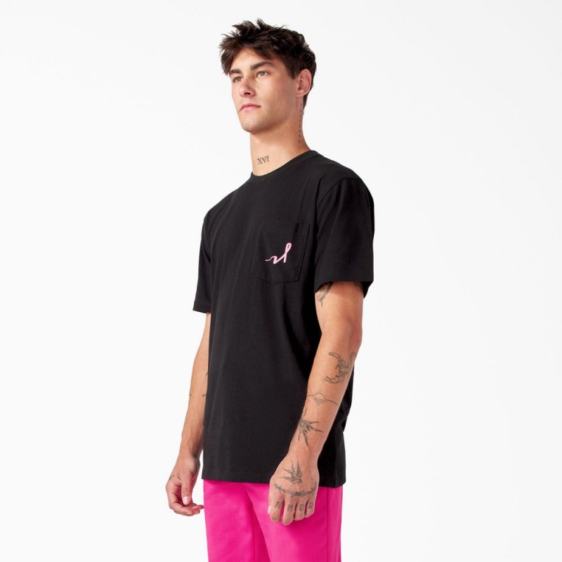 Men's Dickies Breast Cancer Awareness Heavyweight T-Shirt Black | 836120SUL