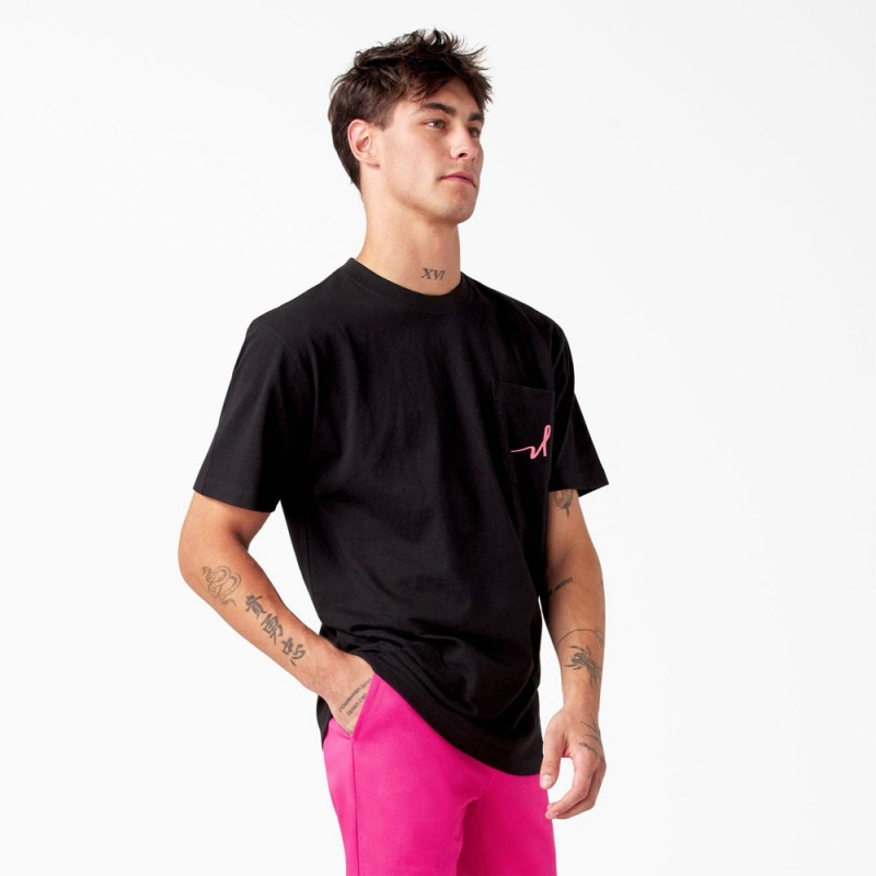 Men's Dickies Breast Cancer Awareness Heavyweight T-Shirt Black | 836120SUL