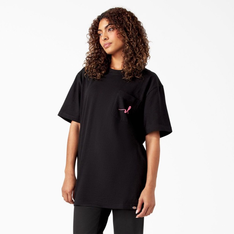 Men's Dickies Breast Cancer Awareness Heavyweight T-Shirt Black | 836120SUL