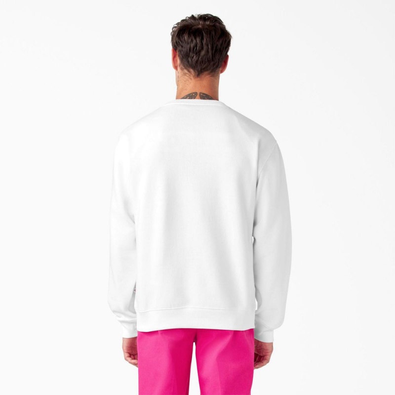 Men's Dickies Breast Cancer Awareness Logo Sweatshirt White | 276059WNM