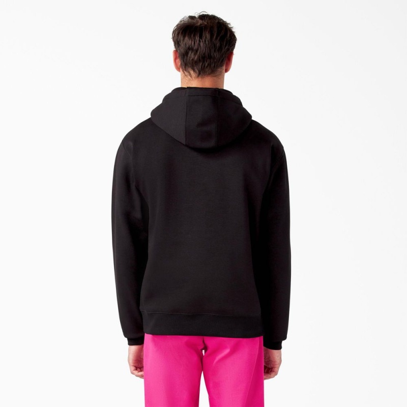 Men's Dickies Breast Cancer Awareness Logo Hoodie Black | 365204FQO